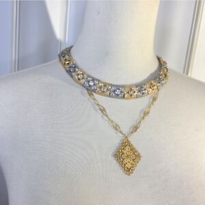 Yellow And White Gold Tone Necklace